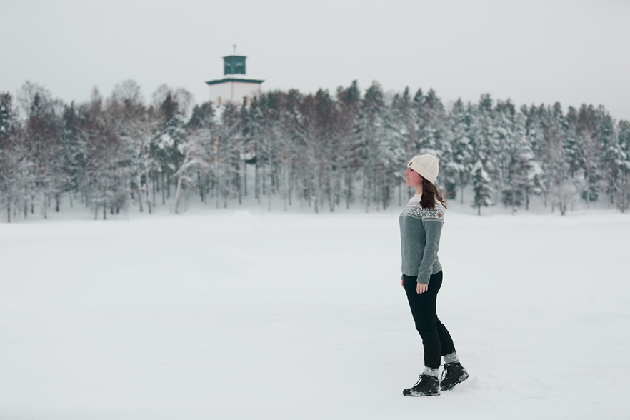 Promenad i ett snöigt Boden