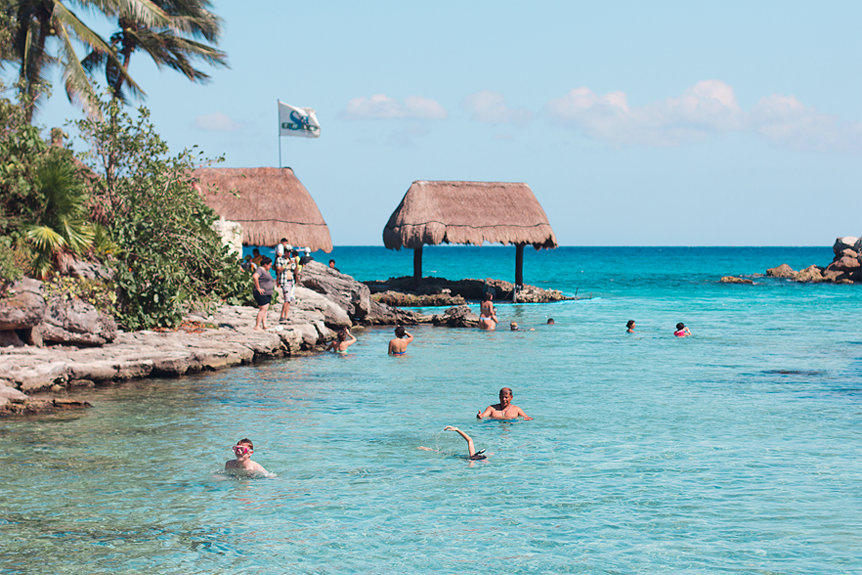 En snorklingsstrand i Xcaret