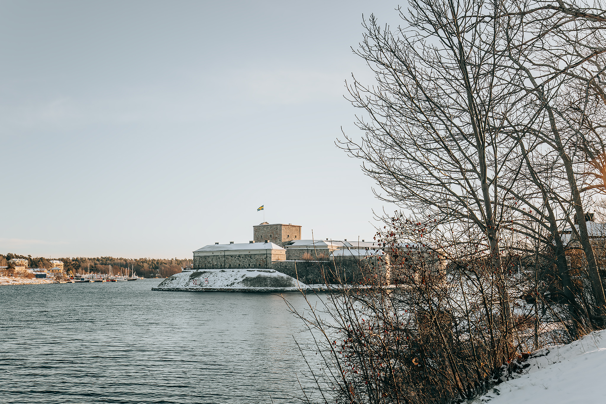 Batteriparken i Vaxholm​ på vintern​.