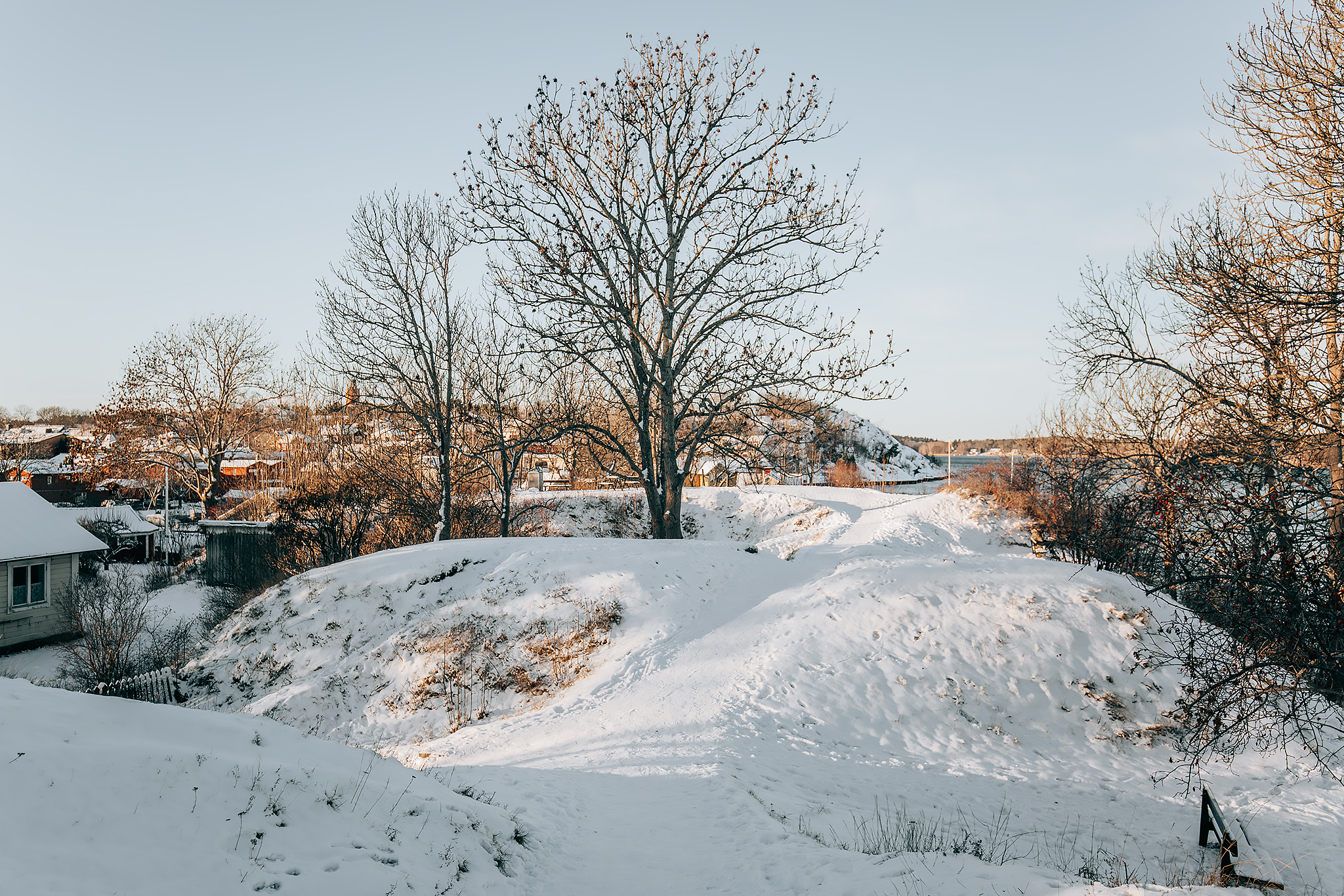 Batteriparken i Vaxholm​ på vintern​.