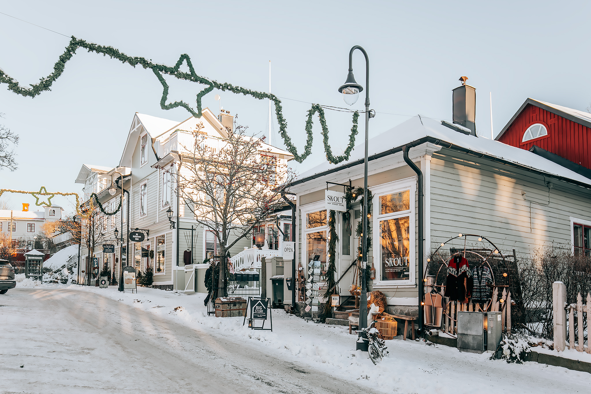 Rådhustorget i Vaxholm​ på vintern.